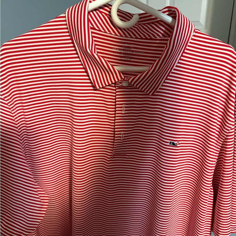Vineyard Vines Red & White Striped Polo
